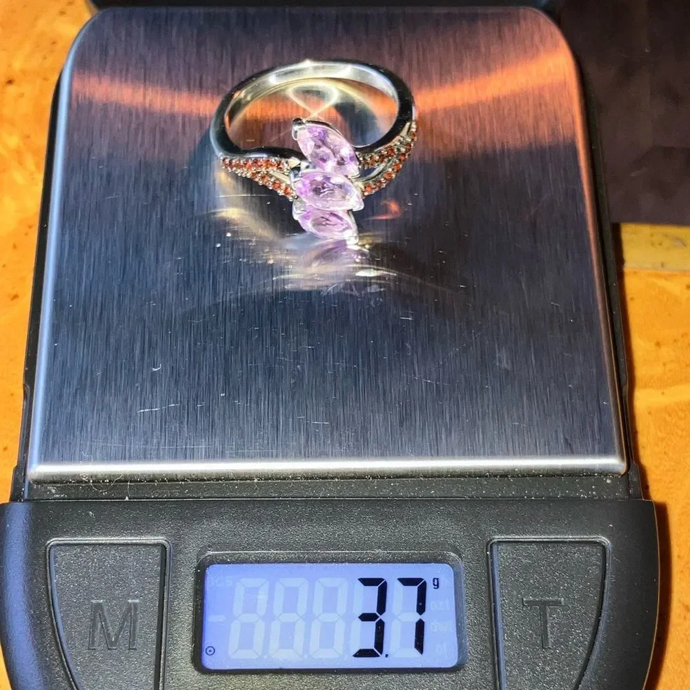 Moroccan Amethyst Red Garnet Sterling Silver Ring Size 9